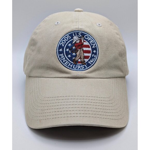 Vintage 2005 U.S. Open Pinehurst No. 2 Tan Adjustable Strap Back Golf Hat Cap - Picture 2 of 5